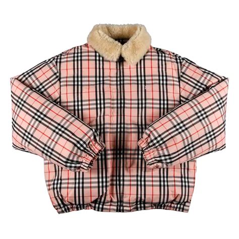 supreme burberry fake|supreme shearling collar down puffer.